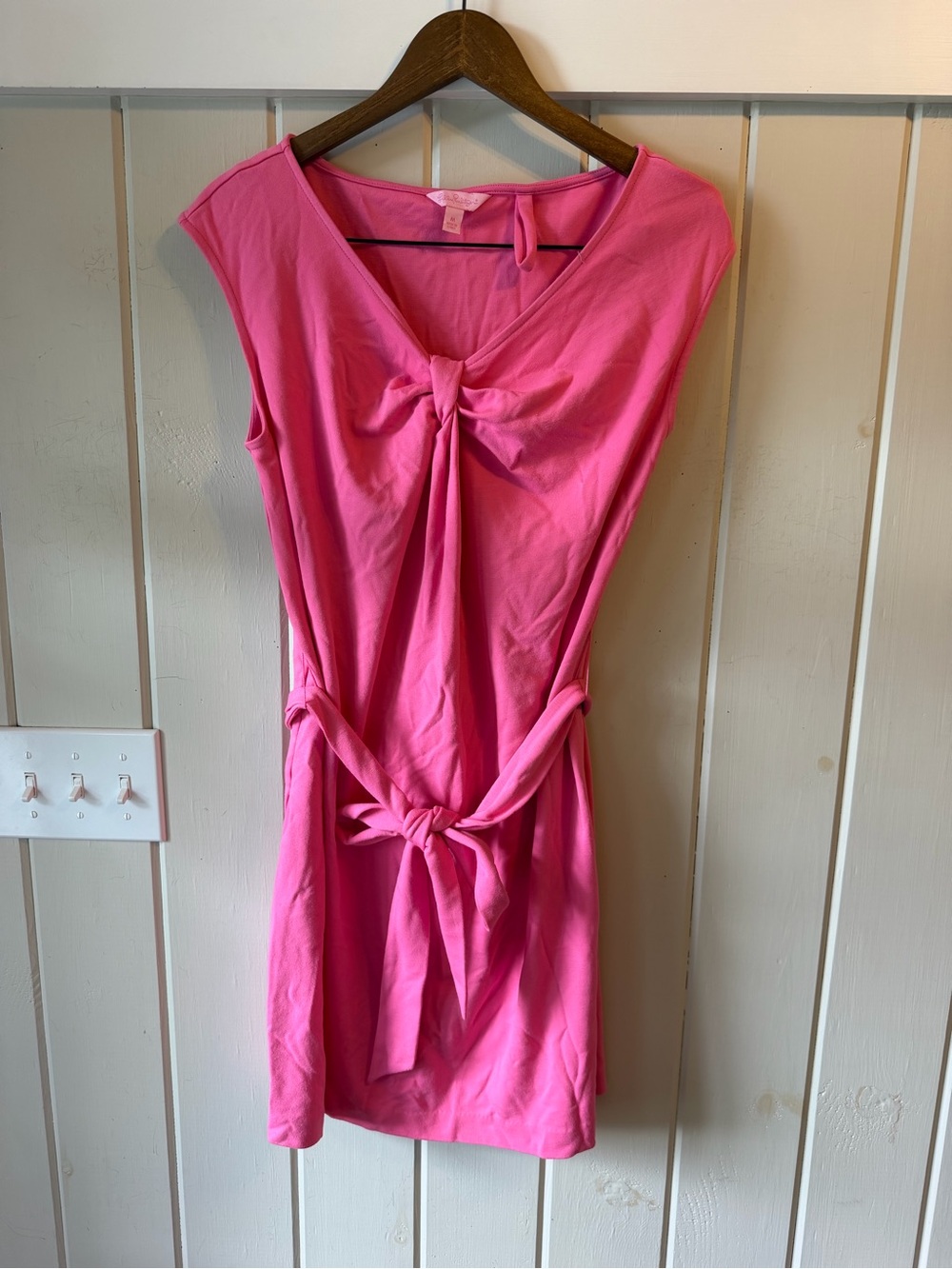 Lilly Pulitzer Hot Pink Knot-Front Belted Mini Dress, Size Medium, NWOT